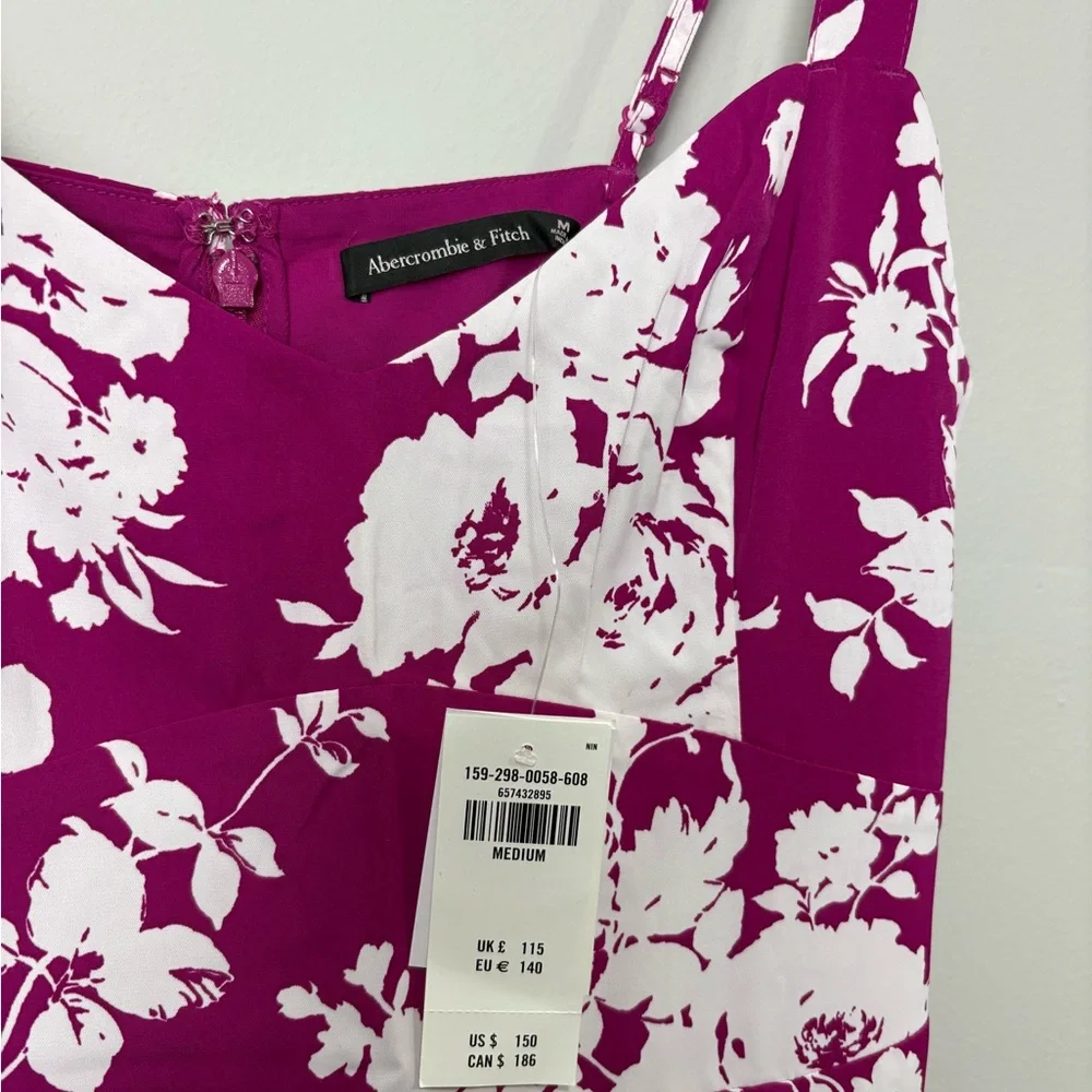 Abercrombie & Fitch Floral Pink Drama Ruffle T Maxi Dress NWT